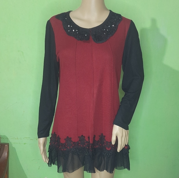 Korean Red and Black dress size S looks so cute totally new never worn - Picture 4 of 4